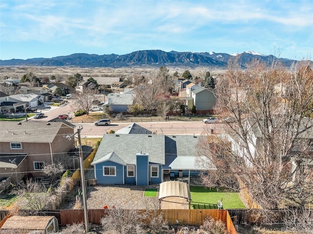 drone / aerial view with a mountain view