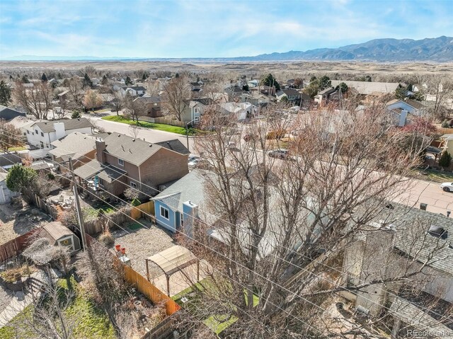 aerial view with a mountain view