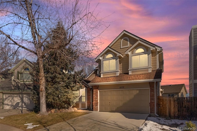 view of front of property featuring a garage