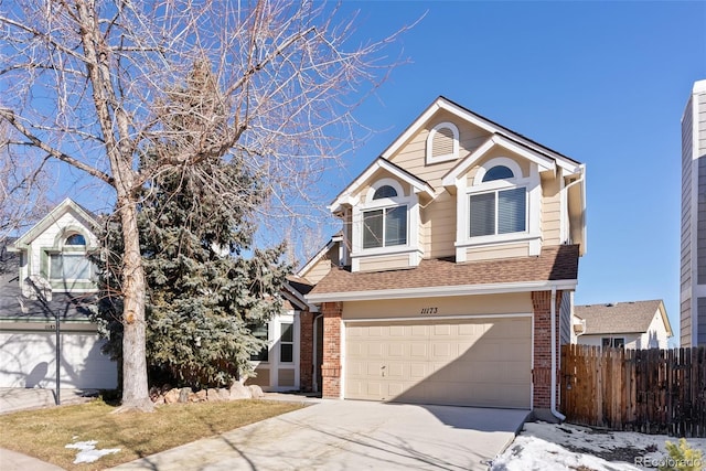 view of front property with a garage