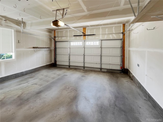 garage with a garage door opener