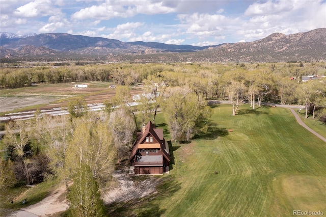 aerial view featuring a mountain view