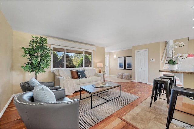 living room with hardwood / wood-style floors