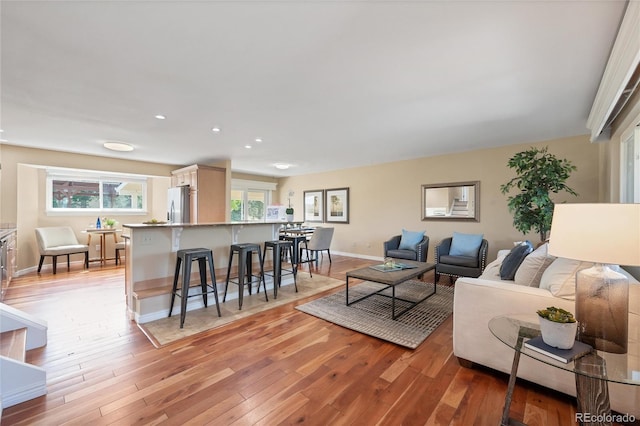 living room featuring light hardwood / wood-style floors