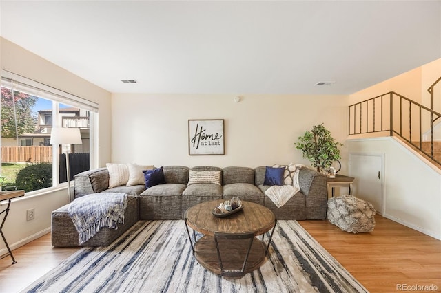 living room featuring wood-type flooring