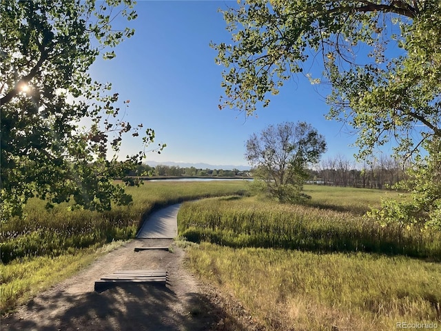 view of road with a rural view