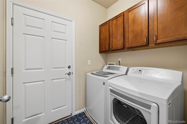 laundry room featuring cabinet space and washing machine and clothes dryer