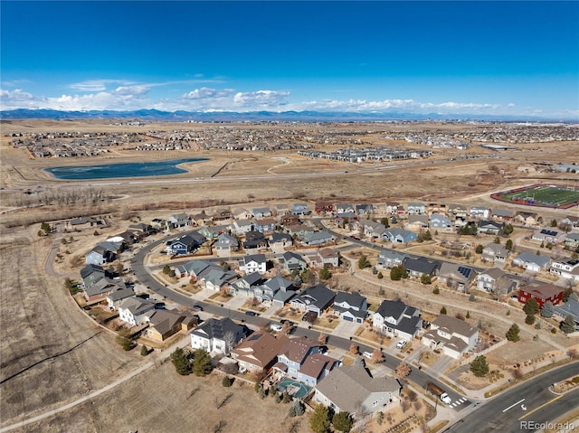 bird's eye view with a residential view and a mountain view