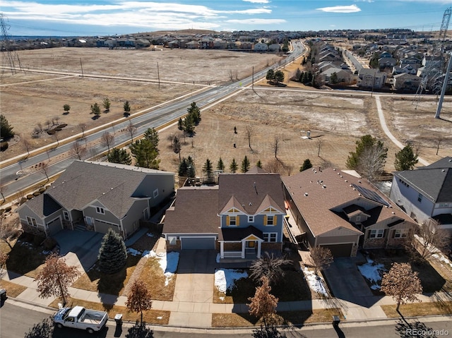 drone / aerial view with a residential view