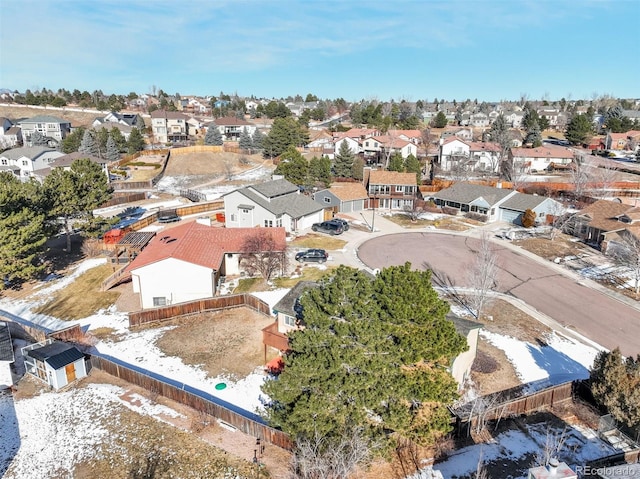 birds eye view of property with a residential view