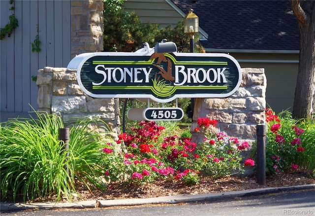 view of community sign