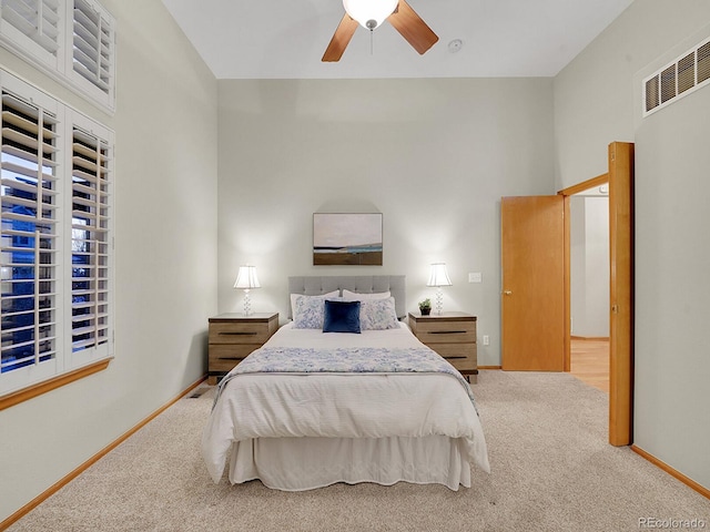 bedroom with carpet and ceiling fan