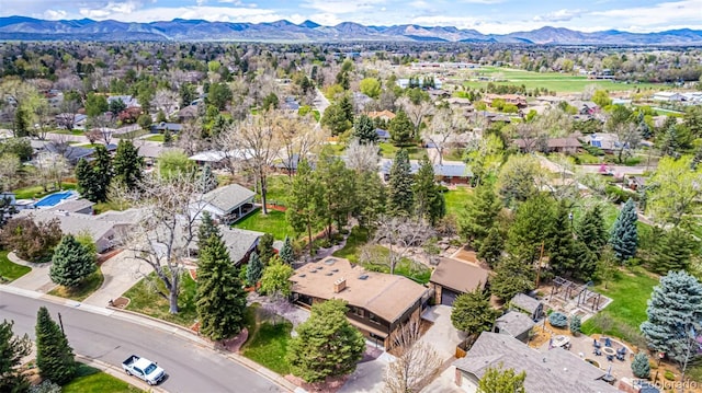 bird's eye view with a mountain view and a residential view
