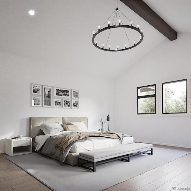 967 W Elk Meadows Dr, Tabernash, CO 80446 - bedroom featuring a chandelier, wood finished floors, and recessed lighting