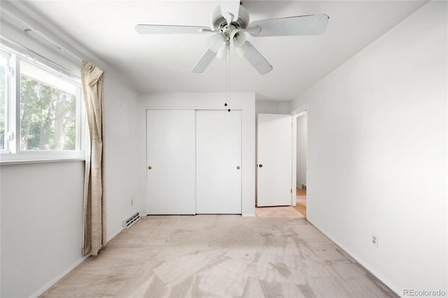 4184 S Syracuse St, Denver, CO 80237 - unfurnished bedroom with light carpet, a closet, and ceiling fan
