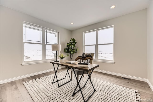 office featuring light hardwood / wood-style flooring