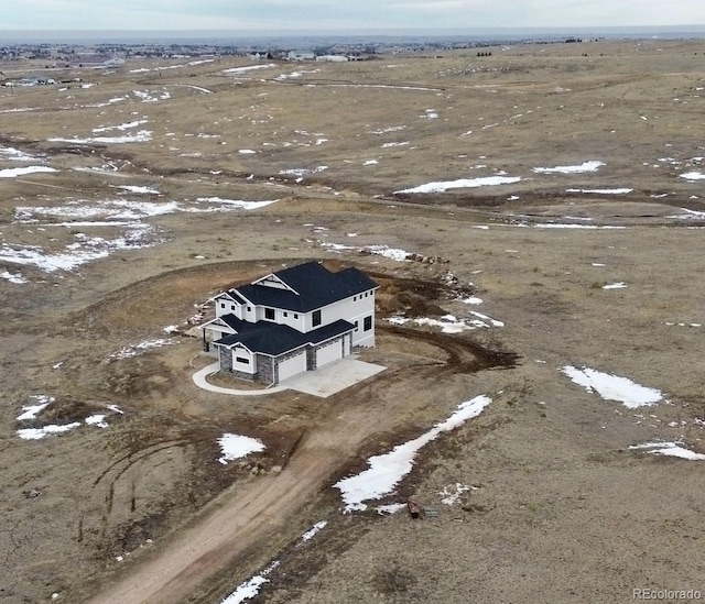 drone / aerial view with a rural view