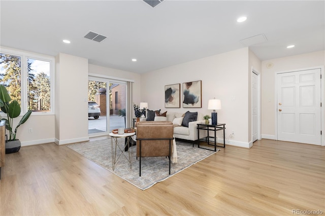 living room featuring light hardwood / wood-style floors