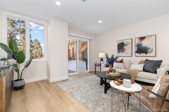 living room featuring light hardwood / wood-style flooring