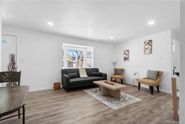 living room featuring light wood-type flooring