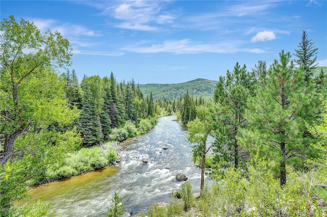 270 River Run Dr, Antonito, CO 81120 - water view featuring a mountain backdrop and a forest