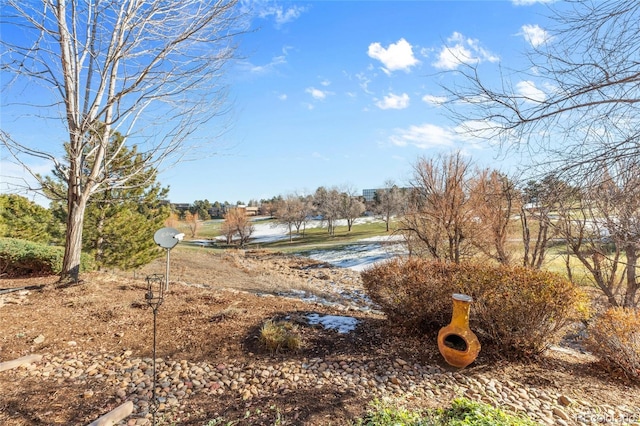 view of yard with a water view