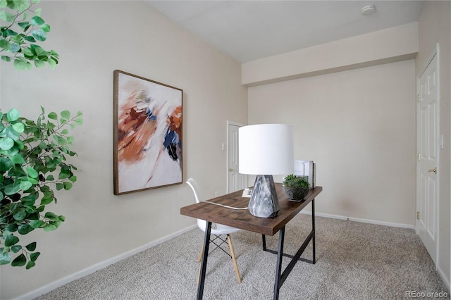 view of carpeted home office