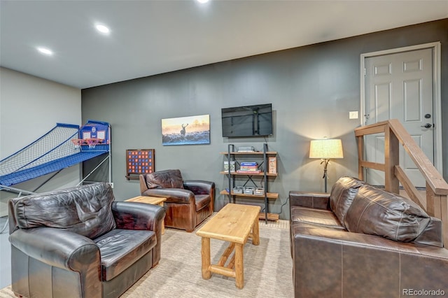 living area with recessed lighting