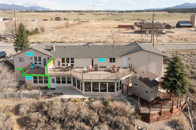 aerial view with a rural view and a mountain view