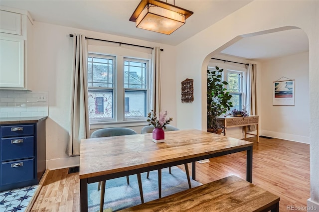 dining room with light hardwood / wood-style floors