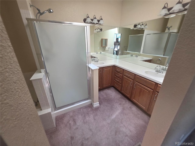 8911 Tappy Toorie Pl, Highlands Ranch, CO 80129 - full bathroom featuring a stall shower and double vanity