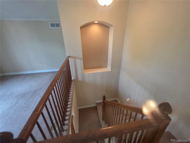 8911 Tappy Toorie Pl, Highlands Ranch, CO 80129 - stairway with carpet and arched walkways