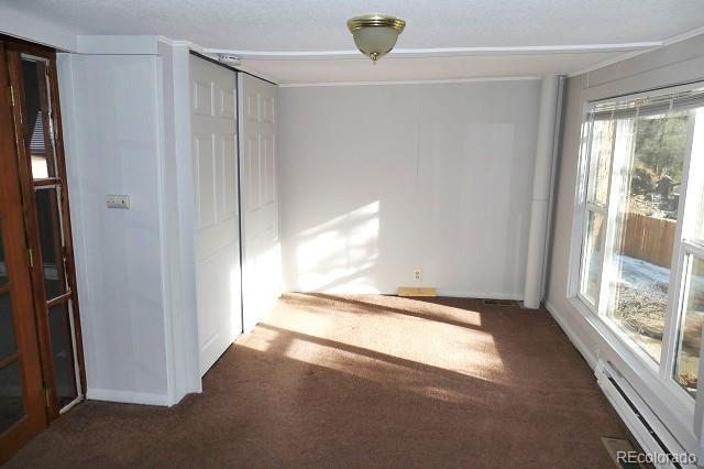 28127 Knowles Rd Unit A, B, & C, Evergreen, CO 80439 - carpeted empty room featuring a baseboard radiator and baseboards