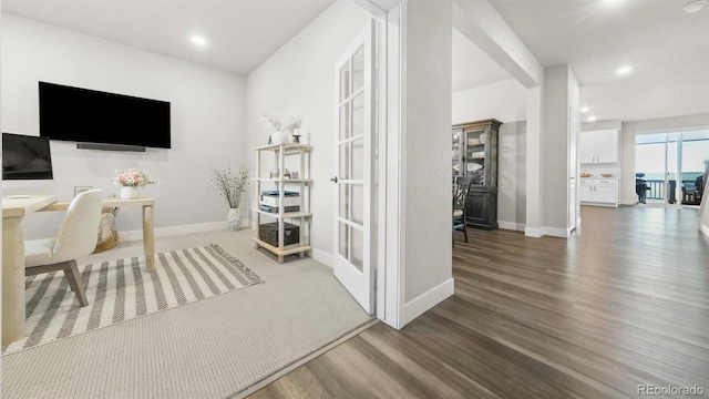 27994 E Indore Dr, Aurora, CO 80016 - office area with wood finished floors and recessed lighting