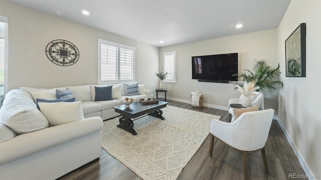 27994 E Indore Dr, Aurora, CO 80016 - living room with recessed lighting and dark wood finished floors