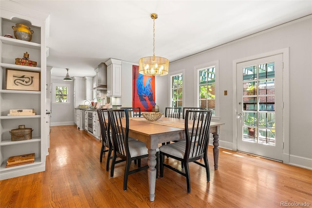 810 Milwaukee St, Denver, CO 80206 - dining area featuring a chandelier and light wood finished floors