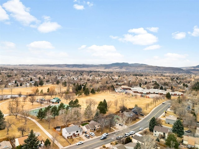 aerial view with a mountain view