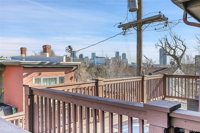 deck featuring a city view