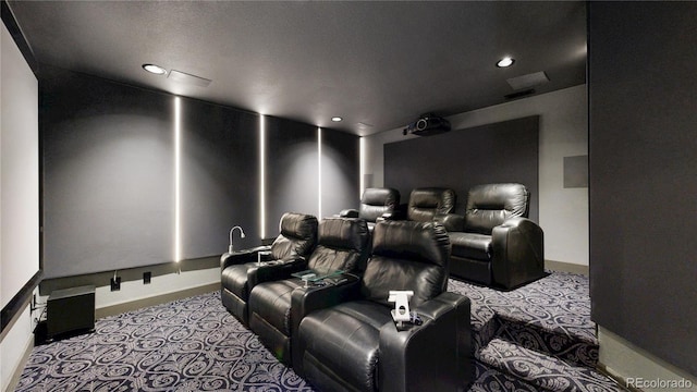 6945 N Fargo Trl, Littleton, CO 80125 - carpeted home theater with recessed lighting and baseboards