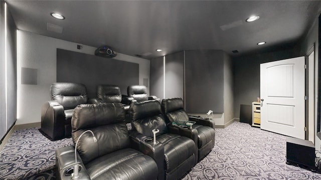 6945 N Fargo Trl, Littleton, CO 80125 - cinema room with light colored carpet, recessed lighting, and baseboards