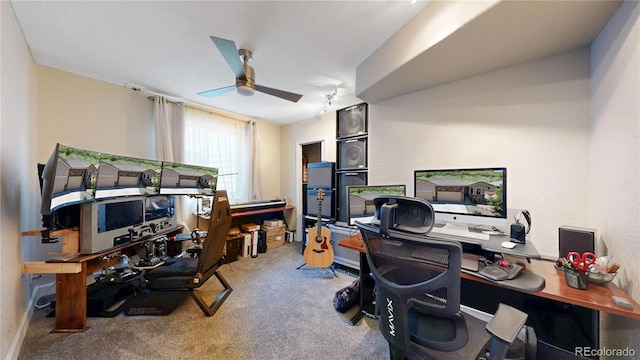 6945 N Fargo Trl, Littleton, CO 80125 - carpeted home office featuring a ceiling fan