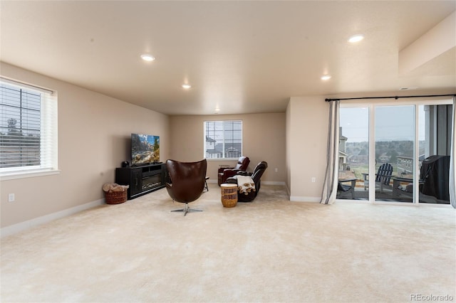 6657 S Kline Way, Littleton, CO 80127 - sitting room with baseboards, carpet, and recessed lighting