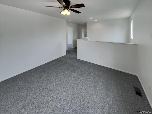 16453 E Phillips Dr, Englewood, CO 80112 - empty room with dark colored carpet, recessed lighting, and a ceiling fan