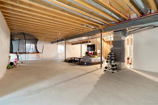 basement with heating unit