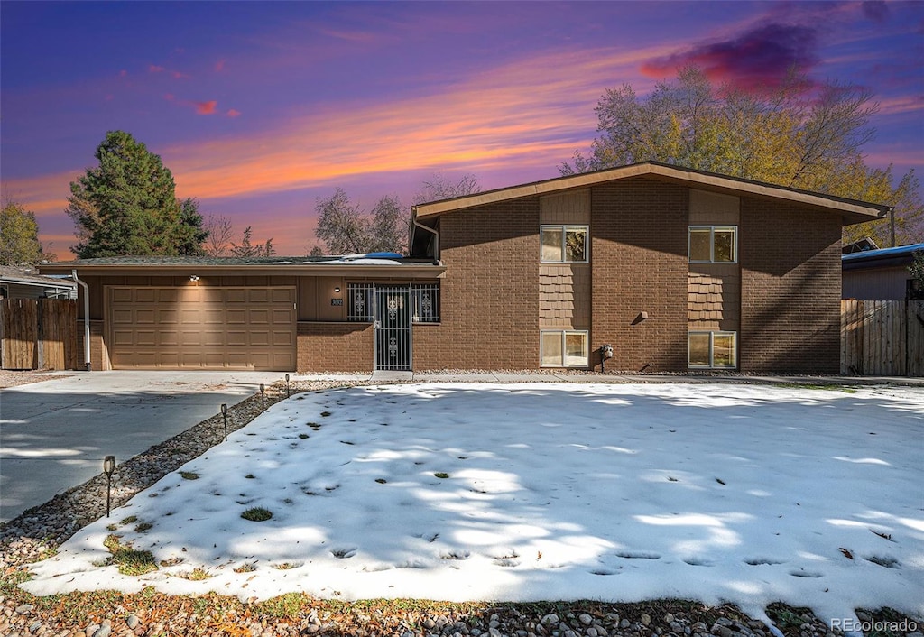 view of front of house with a garage