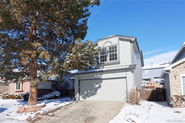 view of front property with a garage