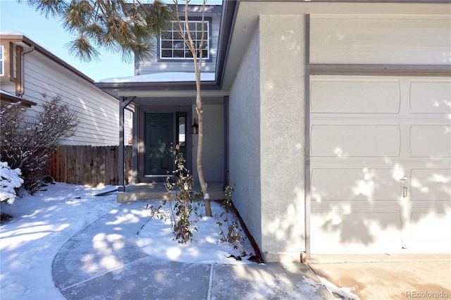 view of snow covered exterior