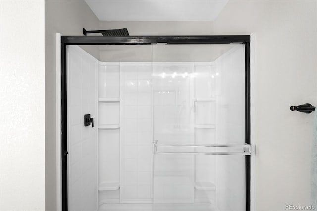 full bath with a shower stall