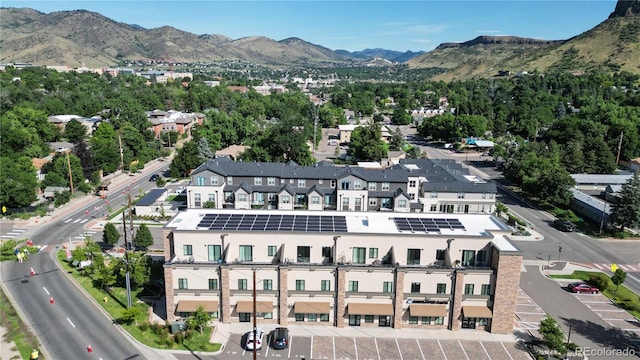 aerial view with a residential view and a mountain view