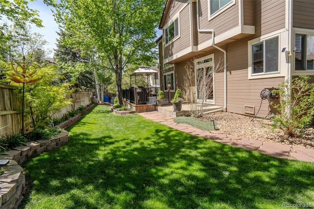 view of yard featuring a gazebo and a patio